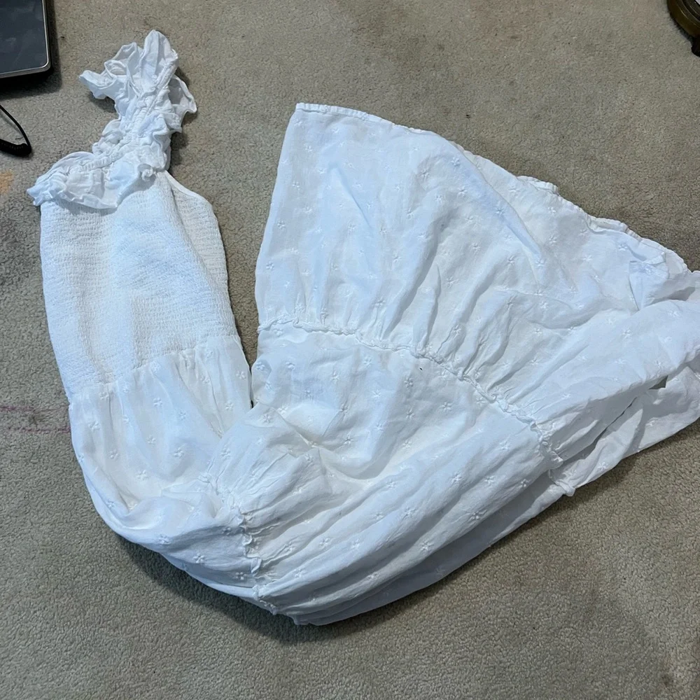 Old Navy White Ruffled Midi Dress Cottage Core - Picture 4 of 4